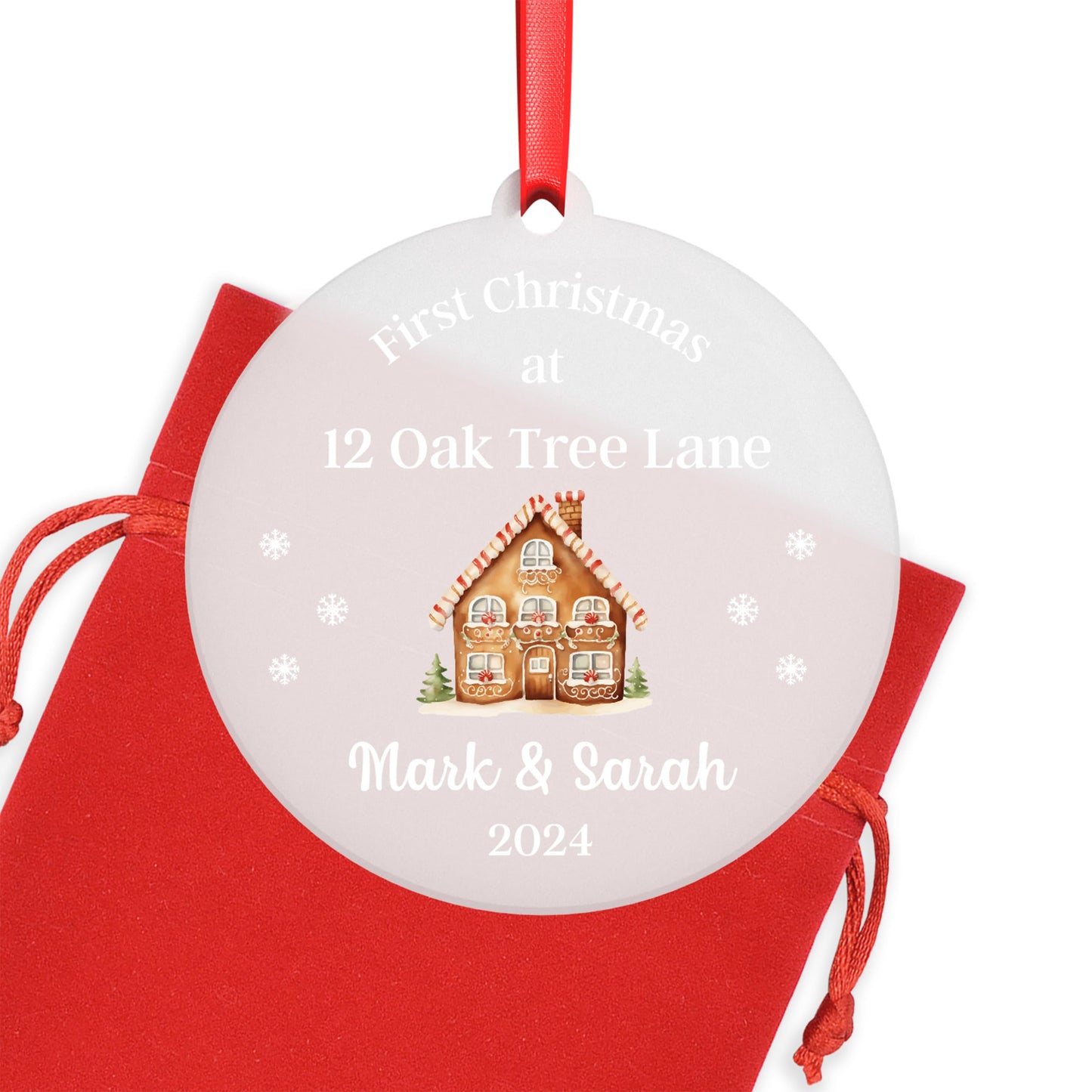 Beecreative First Christmas In Your New Home Ornament - Personalised 1st Xmas New House Home - Housewarming Gift For Couples - Tree Decoration With Red Bag