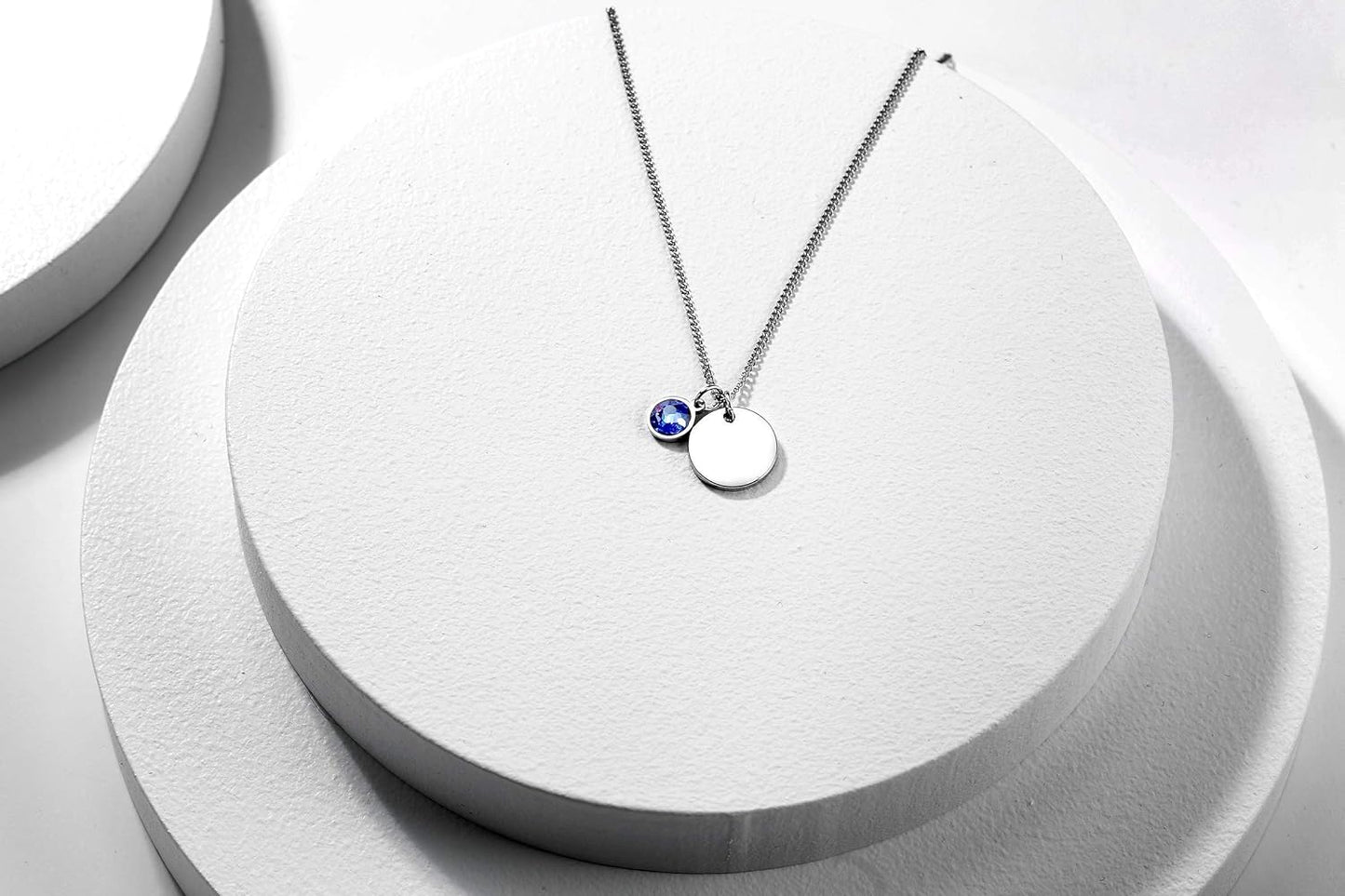 TMT® Personalised birthstone necklace with gift box engraved for Daughter Mum Best Friend Girlfriend Birthday 18th 21th 30th 16th 13th Initial Name Letter pendant