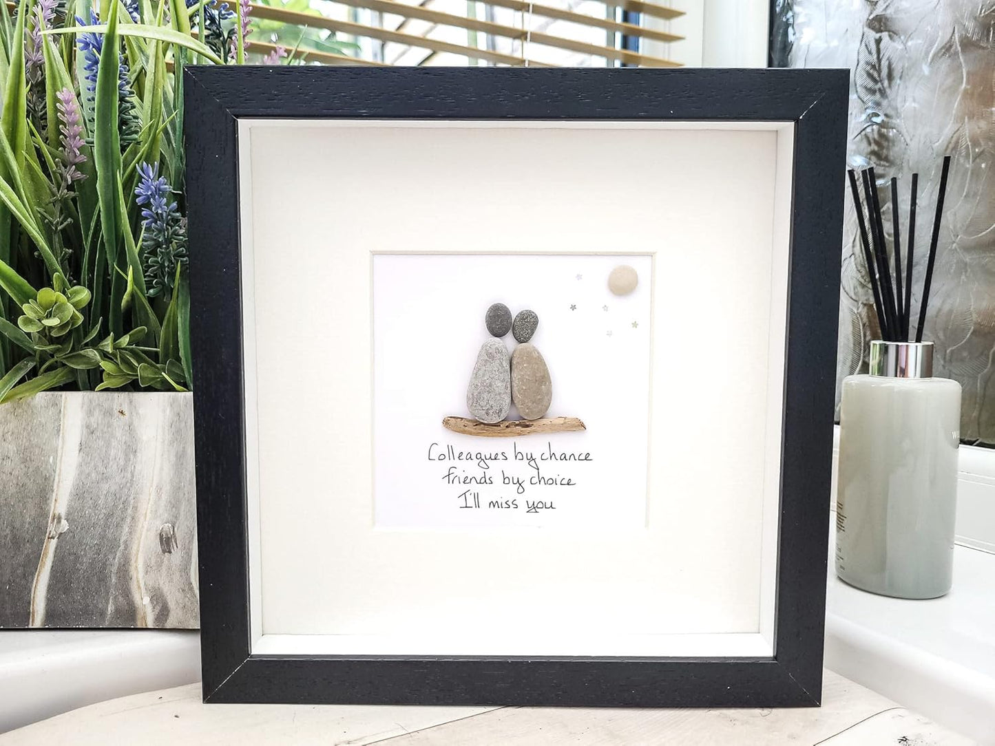 Best Friends Christmas Gift Framed Personalised Pebbles Art Friendship - Colleagues Handmade