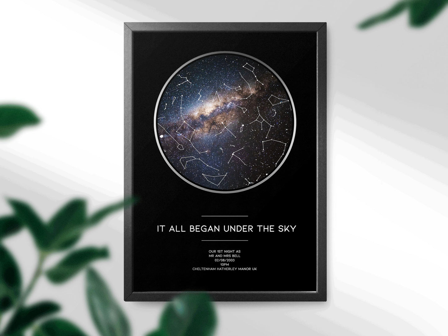 forefrontdesigns Personalised The Day it Began Star map chart astronomical Poster Print Framed/unframed