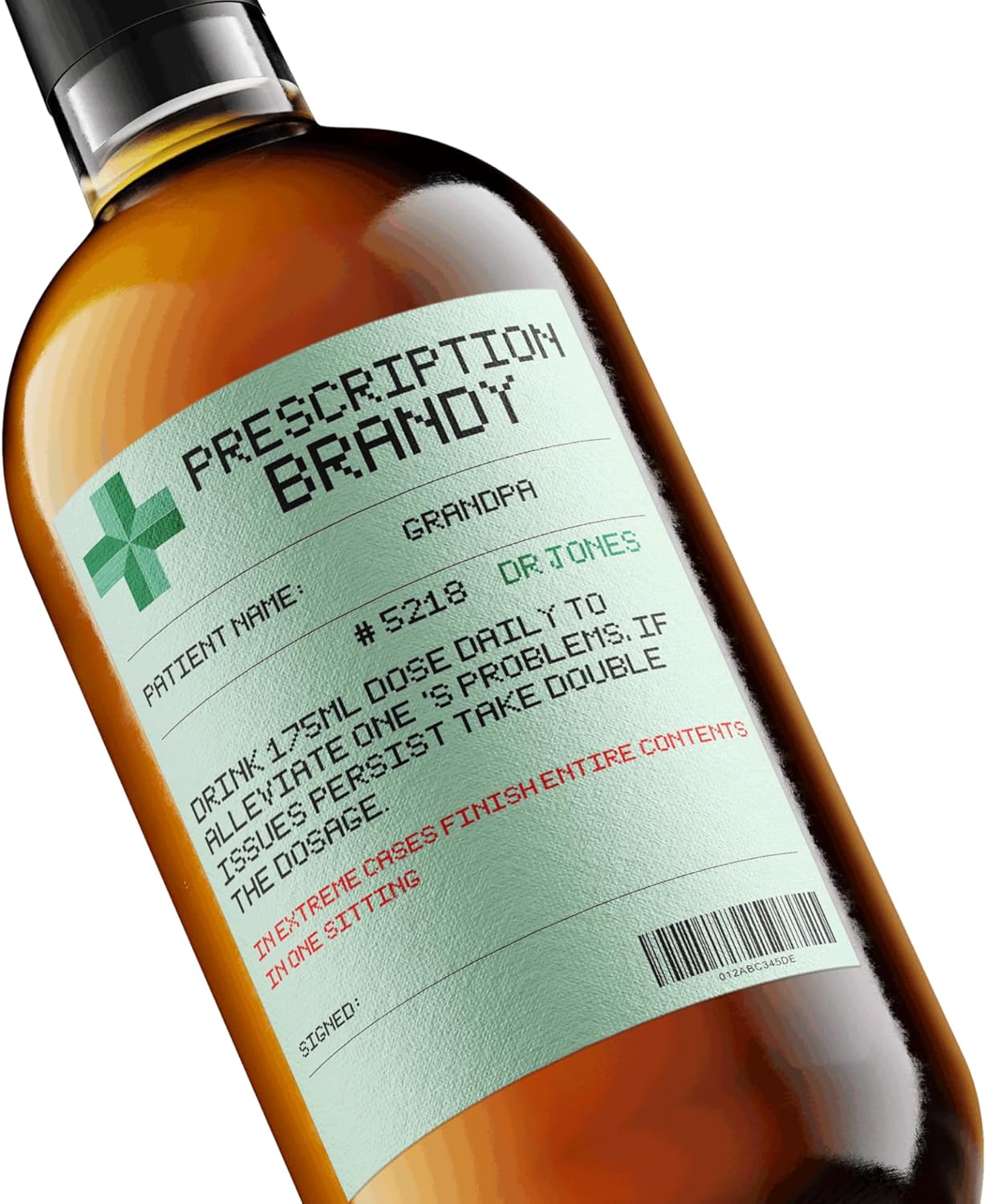 Personalised Prescription Brandy Bottle Label Custom - Any Wording