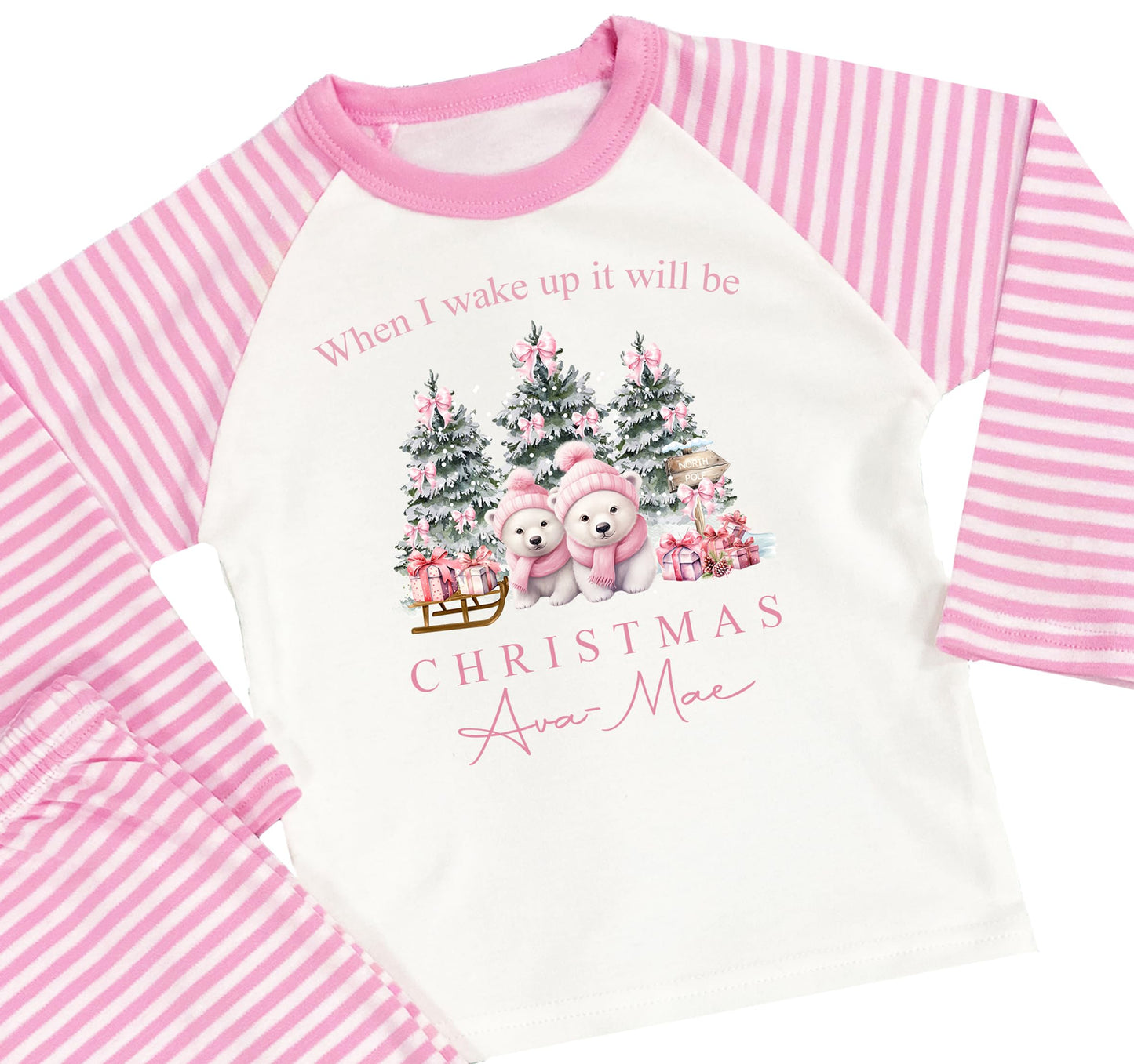 The Baby Box UK Personalised Girls When I Wake Up Christmas Pyjamas Xmas Pjs