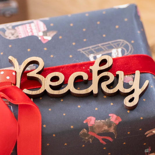 Personalised Christmas name gift tag | laser cut custom gift tags | wood presents tags | present label | labels for Christmas parcels