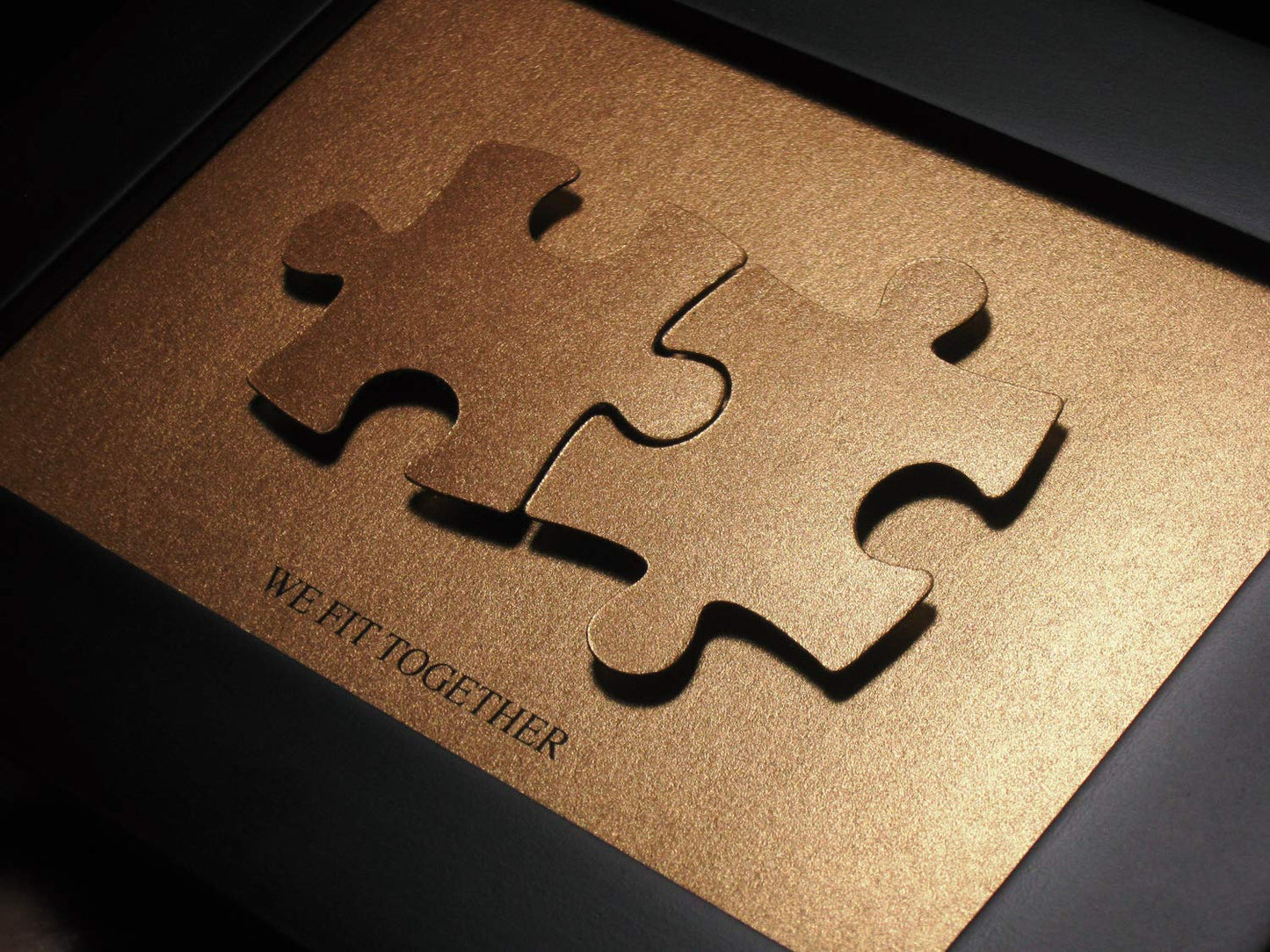 We fit together Puzzle Paper Cut Art - the Creative Gift for Copper or Bronze 8th Anniversary, Valentines Day, Christmas Gift - DIY the Name and Date on Jigsaw