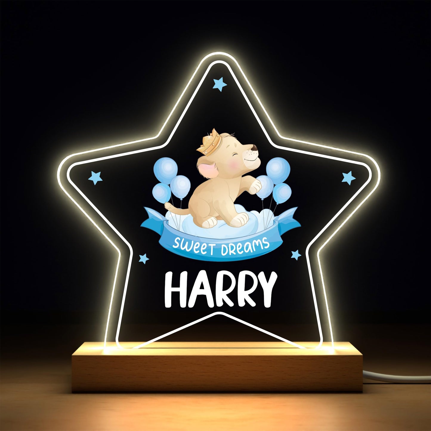 Baby Boy Christening Gifts, Personalised Christening Gifts For Boy Son Grandson, Jungle Safari Animal LED Night Light With Childs Name