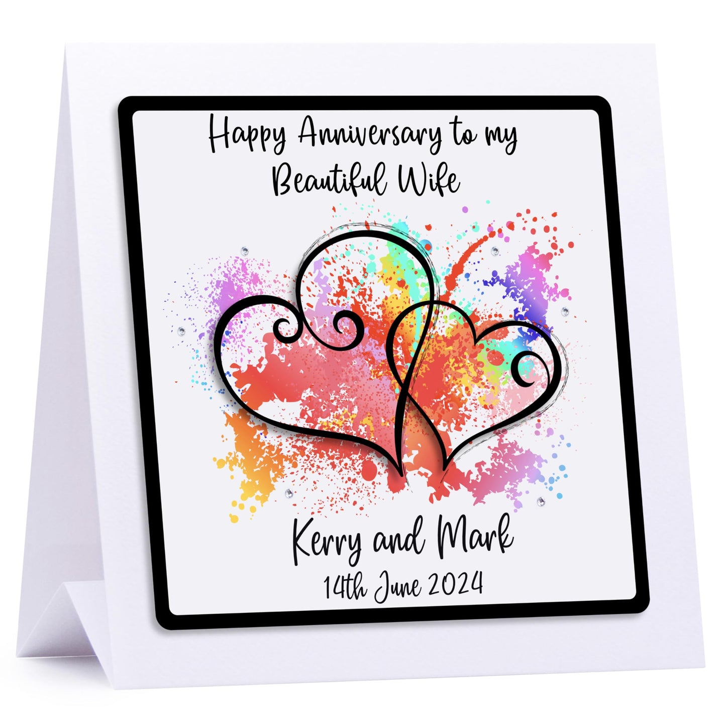 Personalised Anniversary Card 3D, Choice of Quotes and Messages, Luxury Wedding Anniversary Card handmade UK