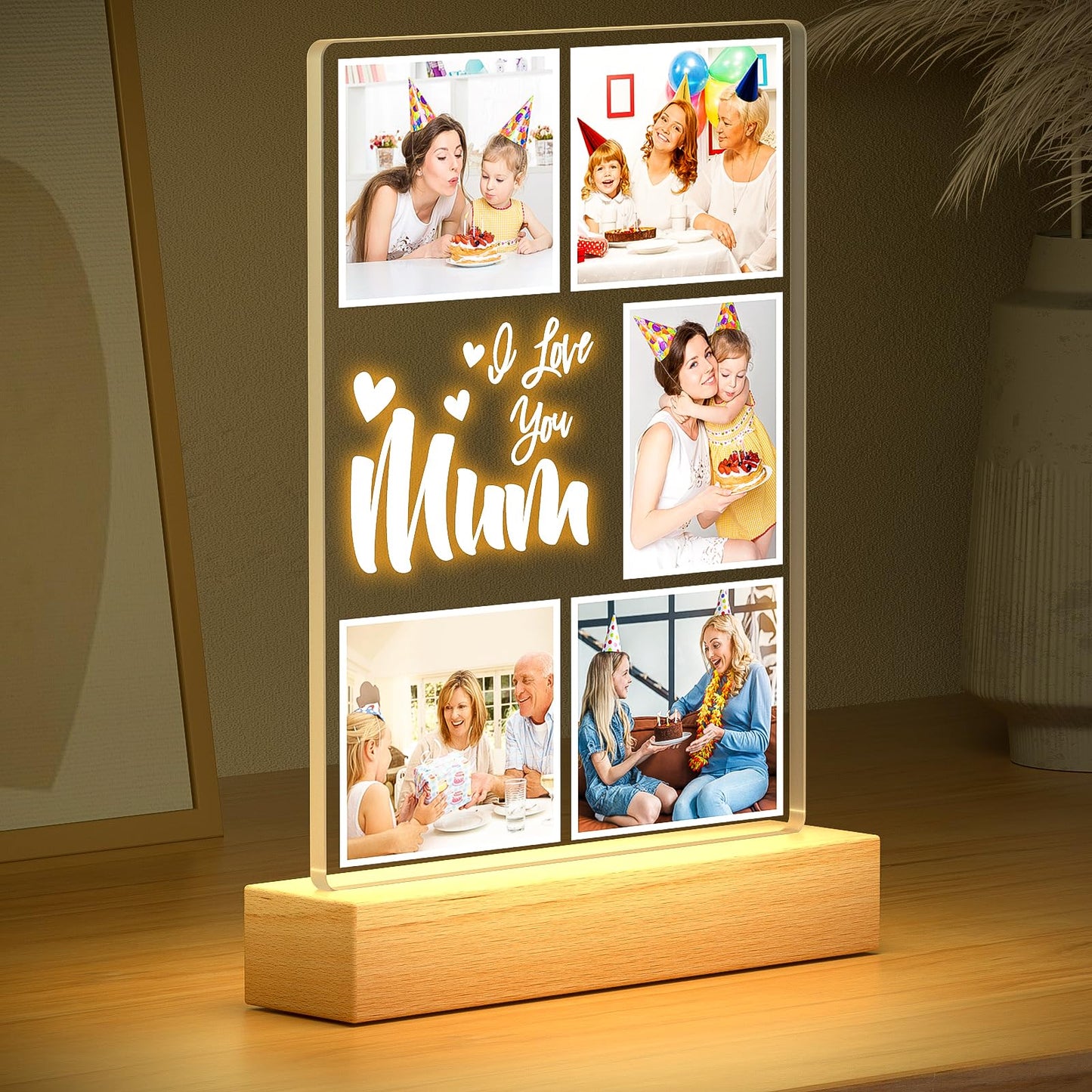 Personalised Anniversary Couples Gifts for Women and Men, Personalised Photo Frame with Photo, Customised Picture Frame with Night Light, Personalised Christmas Birthday Gifts for Her and Him