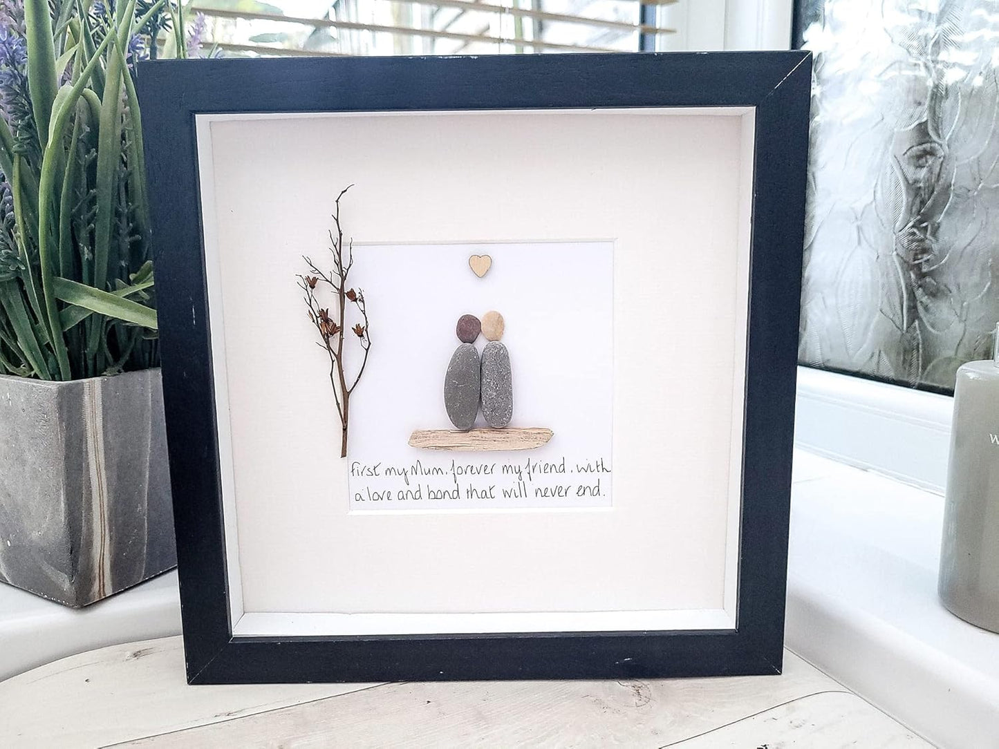 Mum Mothers Day Birthday Gift Family Personalised Gift Framed Pebble Art Mother Mummy Picture