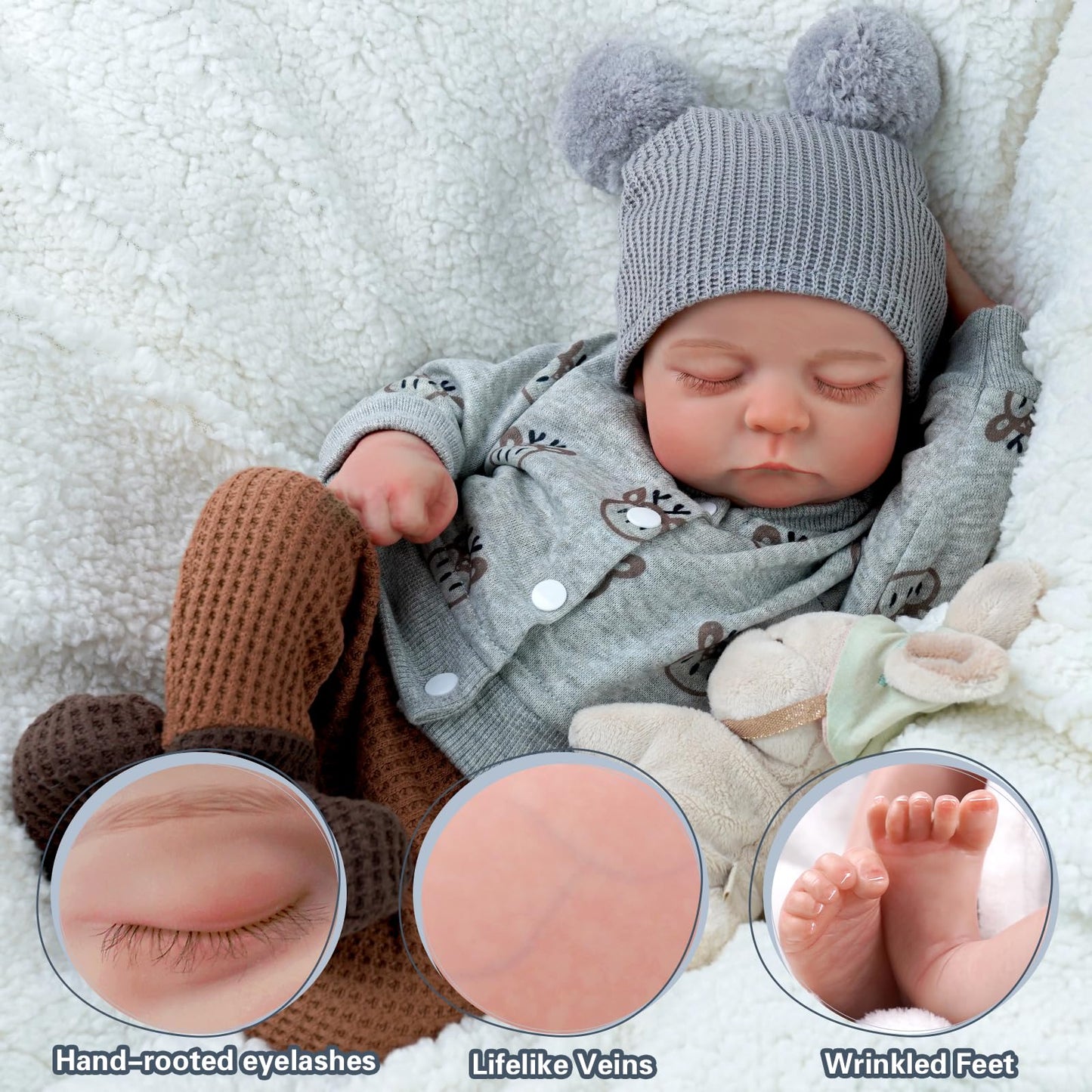 JIZHI Reborn Baby Dolls Boy - 17-Inch Realistic-Lifelike Full Body vin-yl Anatomically Correct Real Life Baby Dolls with Dolls Accessories for Kids Age 3+