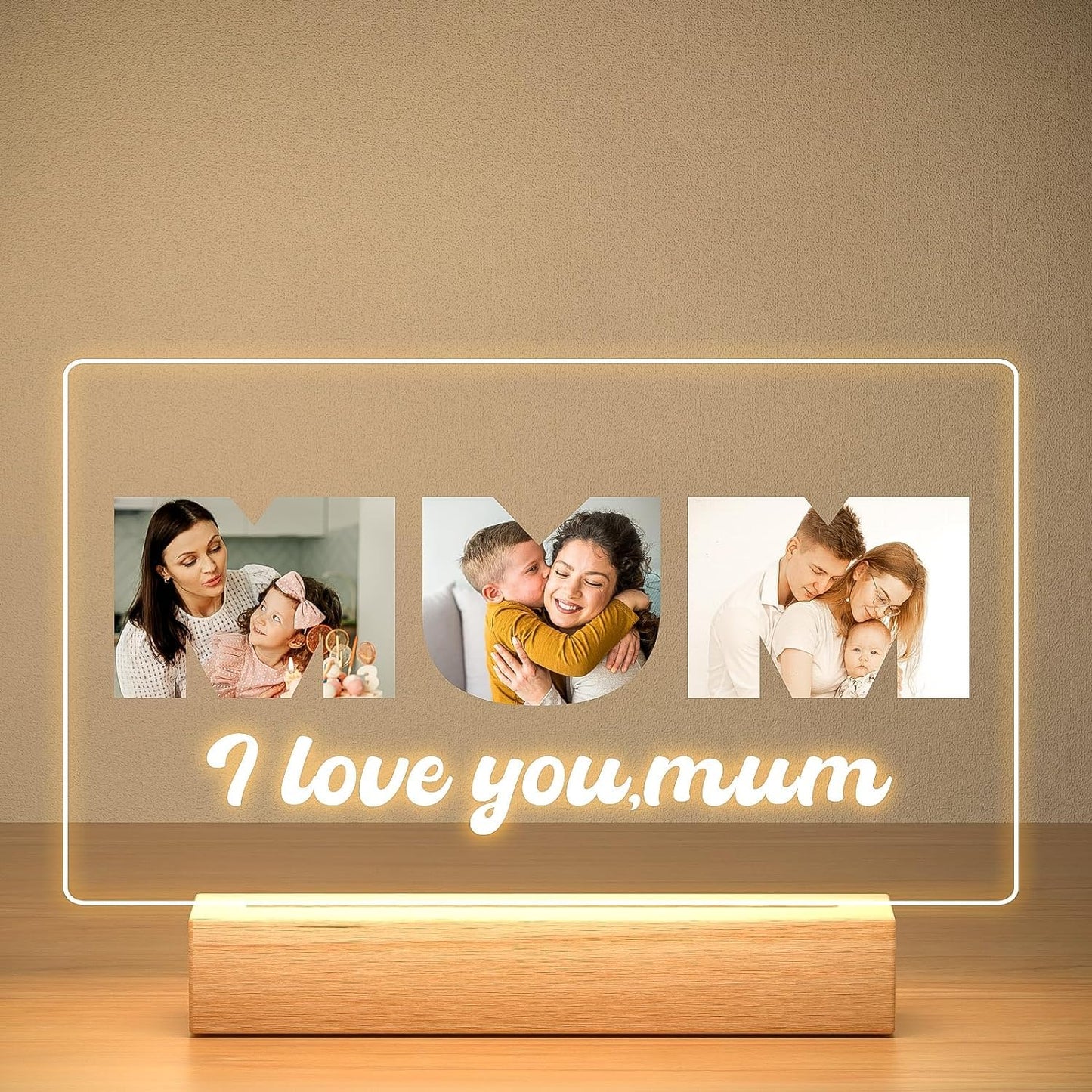 Personalised Anniversary Couples Gifts for Women and Men, Personalised Photo Frame with Photo, Customised Picture Frame with Night Light, Personalised Christmas Birthday Gifts for Her and Him