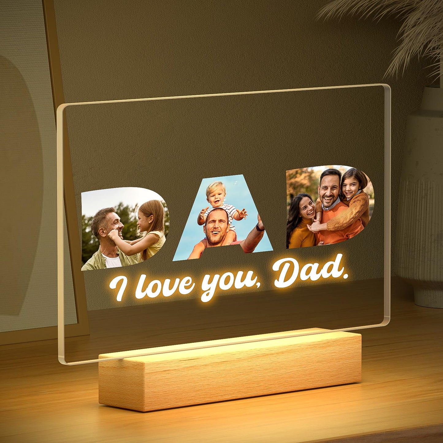 Personalised Anniversary Couples Gifts for Women and Men, Personalised Photo Frame with Photo, Customised Picture Frame with Night Light, Personalised Christmas Birthday Gifts for Her and Him