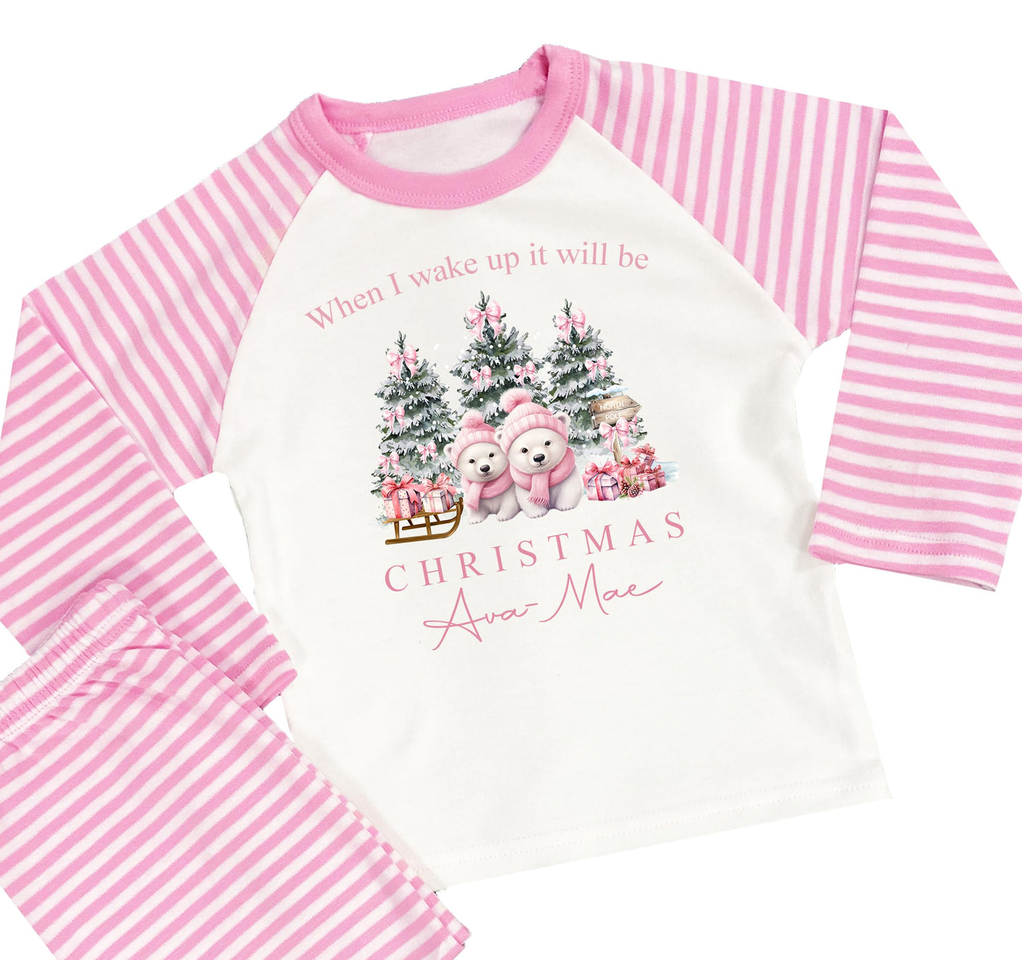 The Baby Box UK Personalised Girls When I Wake Up Christmas Pyjamas Xmas Pjs