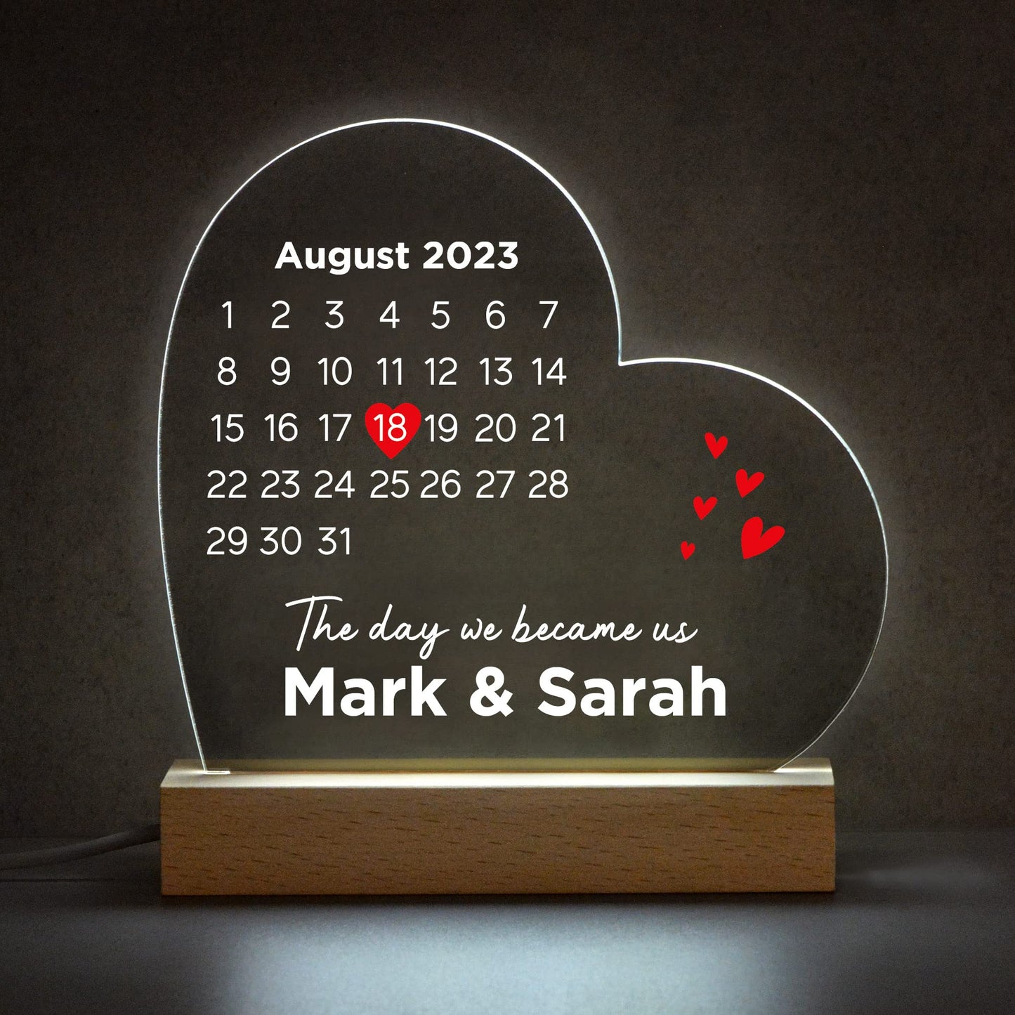 Beecreative Anniversary Gifts For Her, Personalised Anniversary Date LED Night Light For Girlfriend Wife, I Love You Anniversary Gift