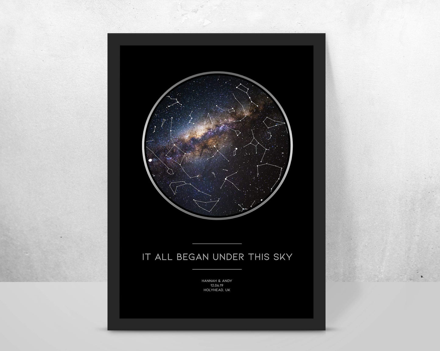 forefrontdesigns Personalised The Day it Began Star map chart astronomical Poster Print Framed/unframed