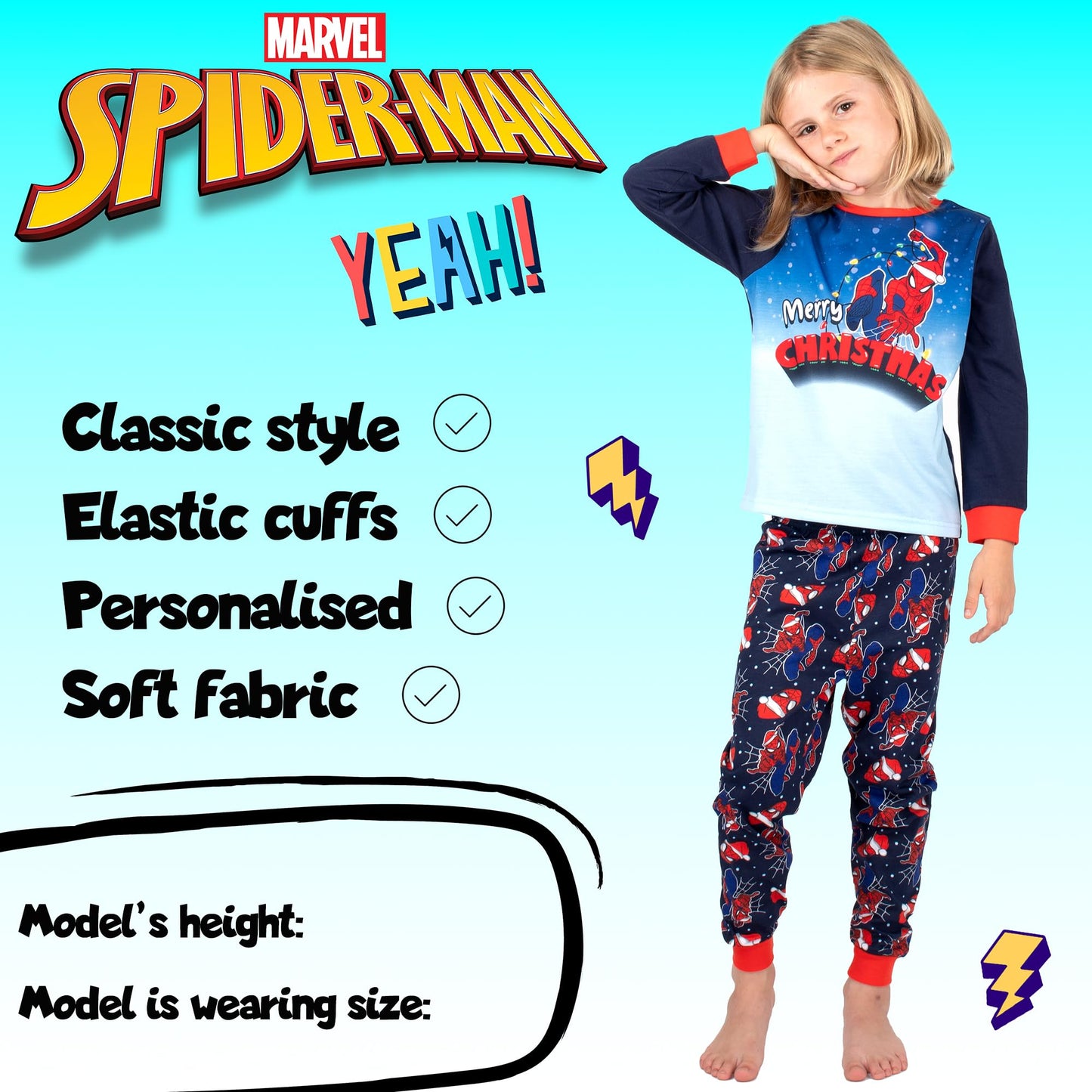 Marvel Spiderman Christmas Personalised Pyjama for Kids Long Sleeve Winter Pyjama Soft and Comfortable Gift for Boys PJ Set