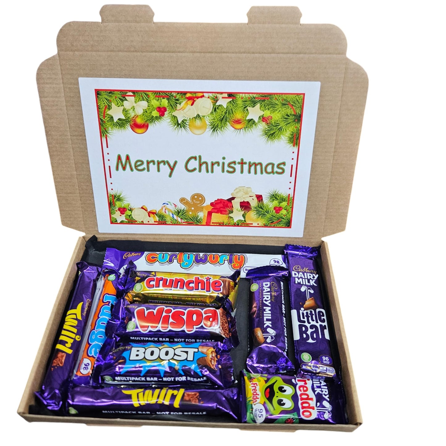 Chocolate Hamper Gift Box, Merry Xmas Personalised Sweet Hamper, Christmas Chocolate Letterbox Gift, Christmas Box, Gift Box, Gift for All