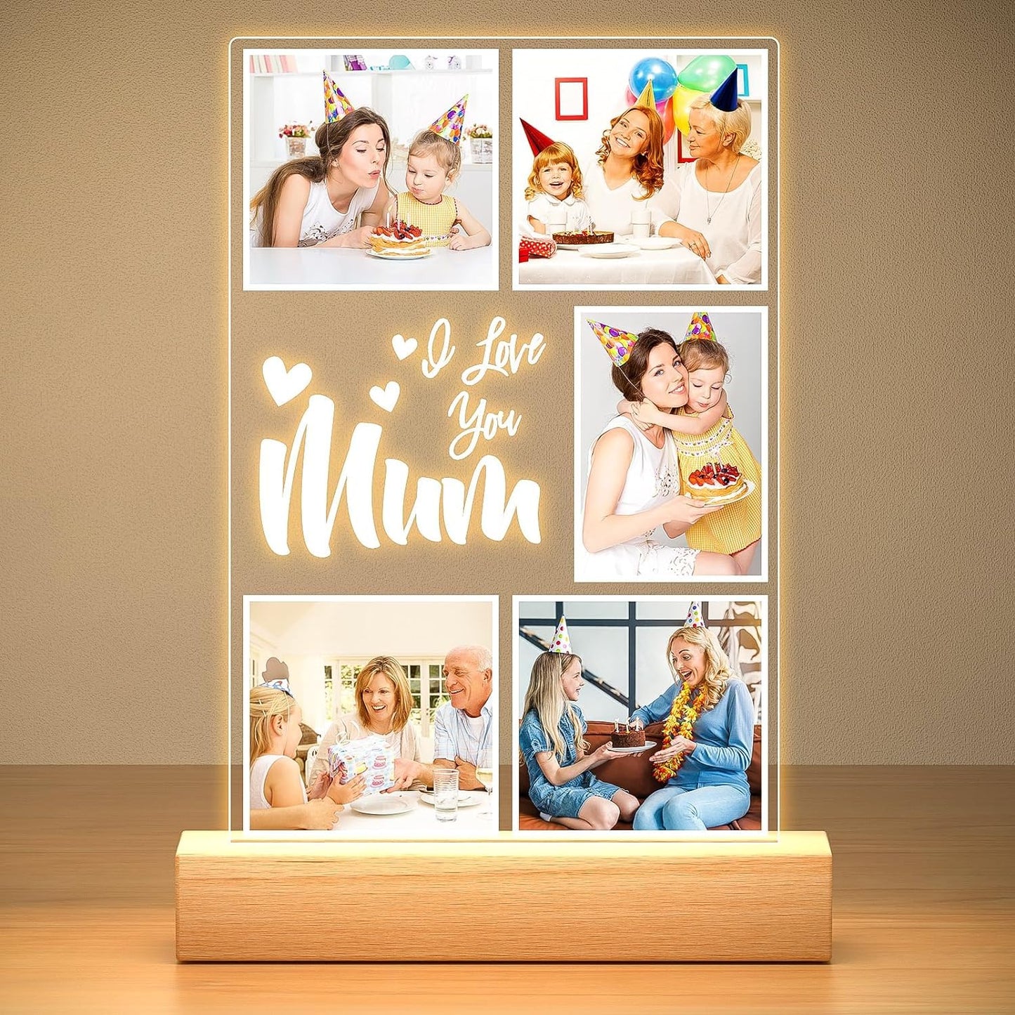 Personalised Anniversary Couples Gifts for Women and Men, Personalised Photo Frame with Photo, Customised Picture Frame with Night Light, Personalised Christmas Birthday Gifts for Her and Him