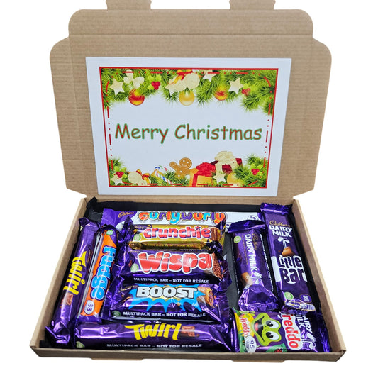 Chocolate Hamper Gift Box, Merry Xmas Personalised Sweet Hamper, Christmas Chocolate Letterbox Gift, Christmas Box, Gift Box, Gift for All