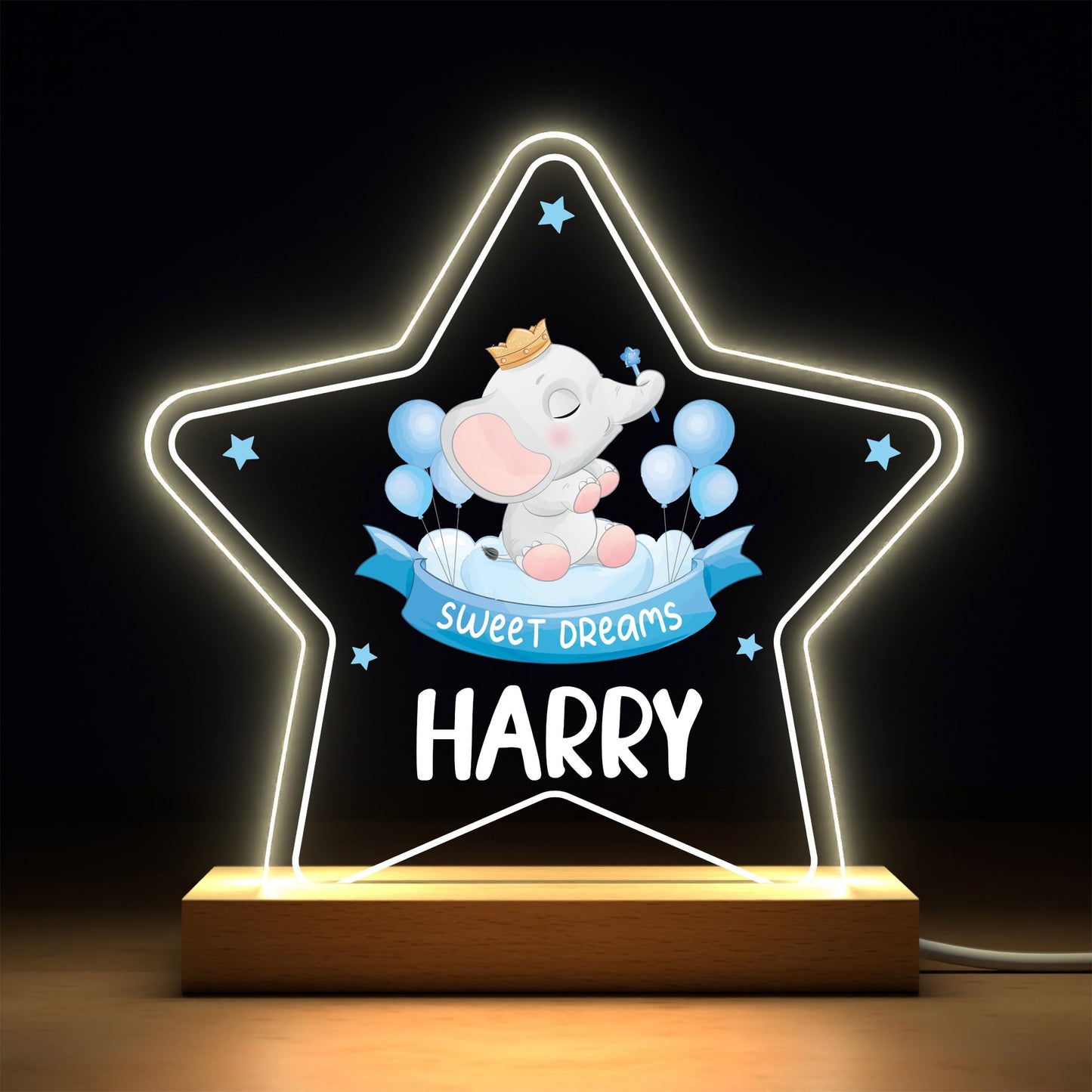 Baby Boy Christening Gifts, Personalised Christening Gifts For Boy Son Grandson, Jungle Safari Animal LED Night Light With Childs Name