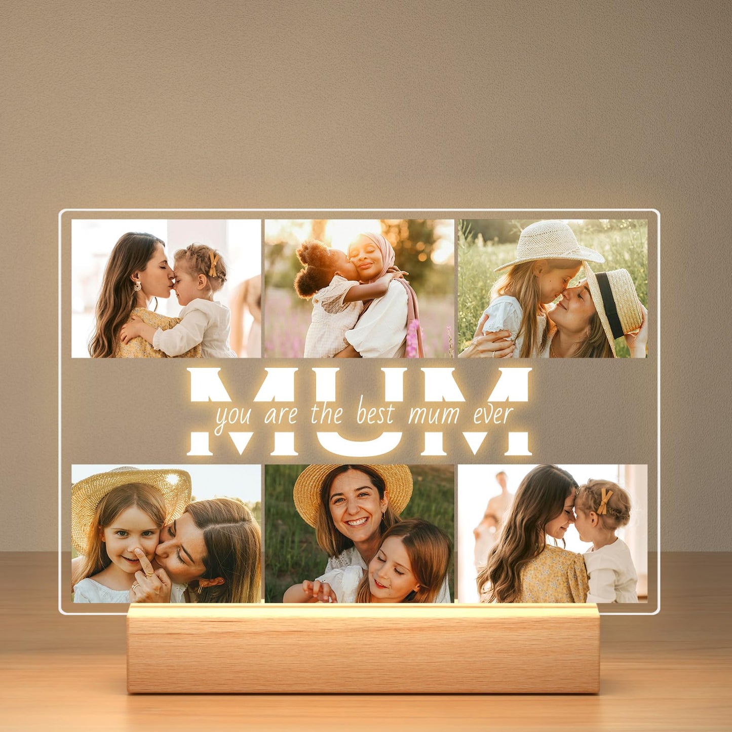 Personalised Anniversary Birthday Gifts for Women & Men, Custom Photo Frame with Night Light, Personalized Acrylic Plaque with Photos, Personalised Christmas Couples Gifts for Him & Her