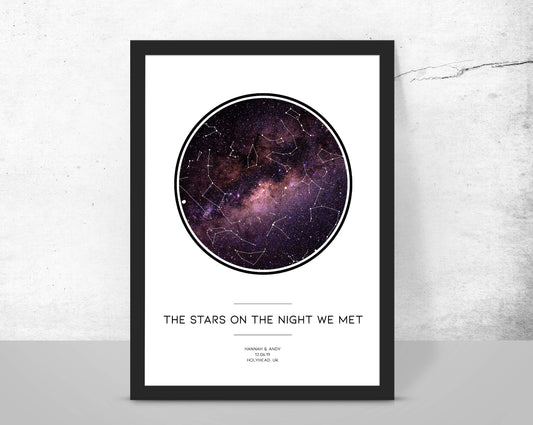 forefrontdesigns Personalised The night we met Star map chart astronomical poster print, framed/unframed