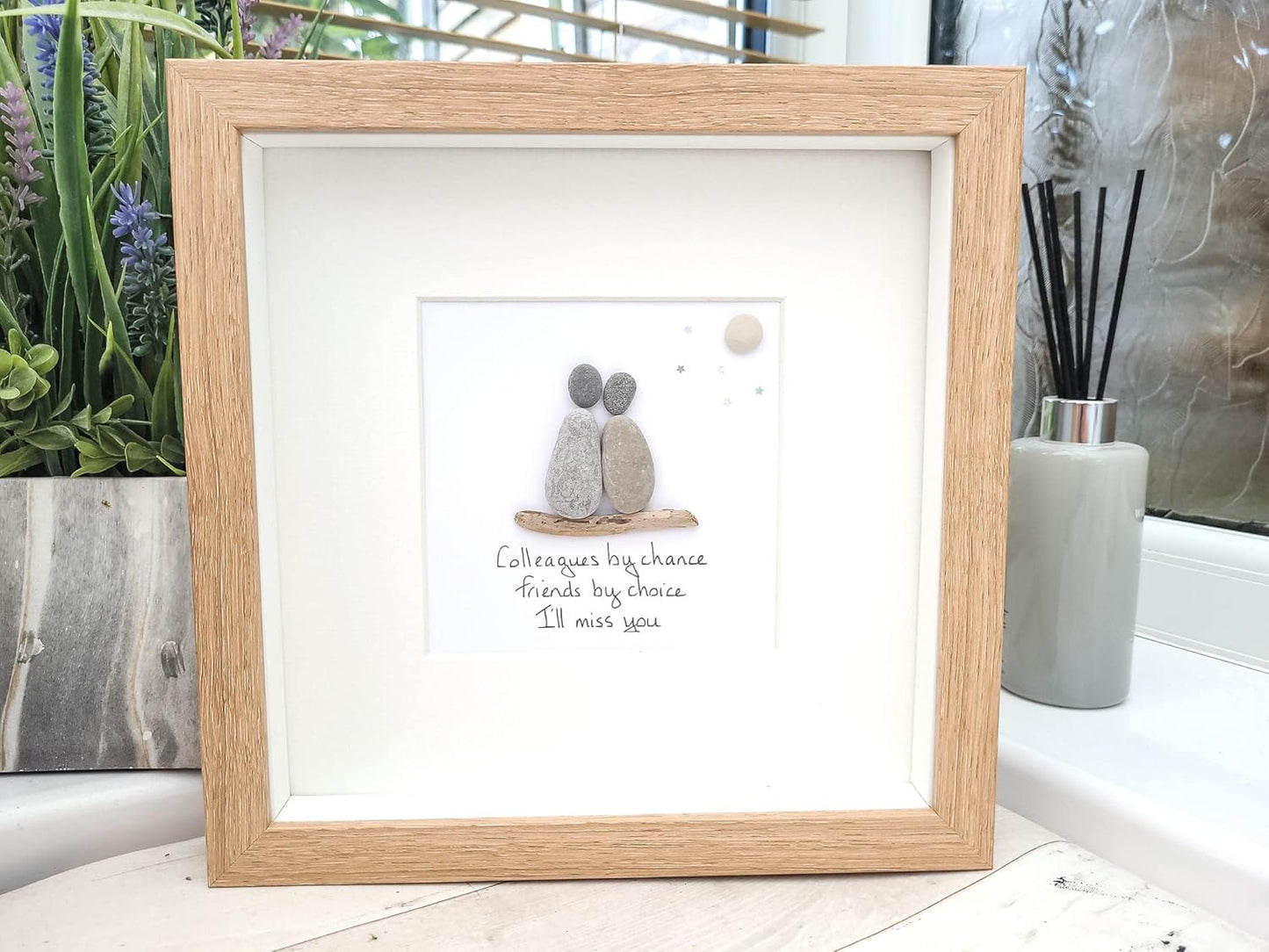 Best Friends Christmas Gift Framed Personalised Pebbles Art Friendship - Colleagues Handmade