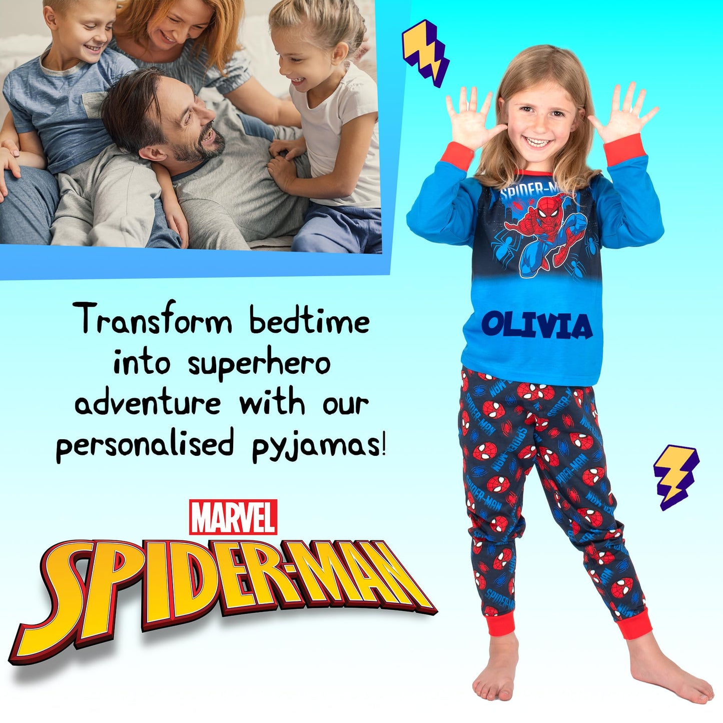 Marvel Spiderman Christmas Personalised Pyjama for Kids Long Sleeve Winter Pyjama Soft and Comfortable Gift for Boys PJ Set