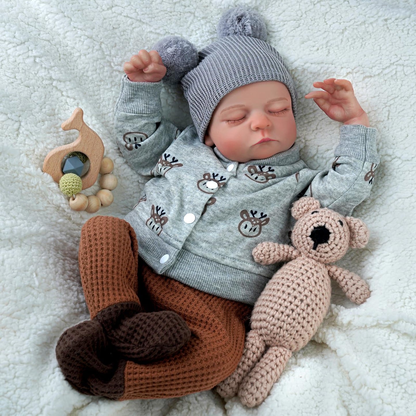 JIZHI Reborn Baby Dolls Boy - 17-Inch Realistic-Lifelike Full Body vin-yl Anatomically Correct Real Life Baby Dolls with Dolls Accessories for Kids Age 3+