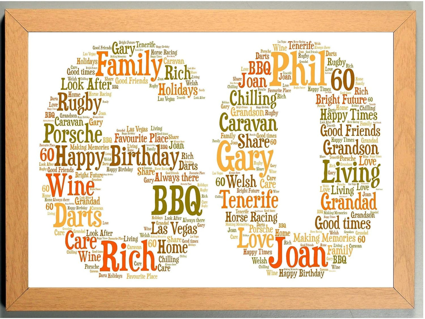 Personalised 16th 21st 30th 40th 50th 60th 70th 80th Framed Birthday A4 Print Gift Keepsake, Any age - Sold as an A4 print on High Quality Card in a choice of frames - Colours of the woodland