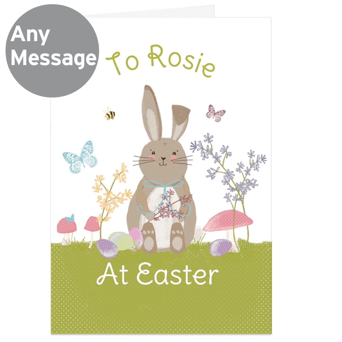 Personalised Easter Meadow Bunny Card