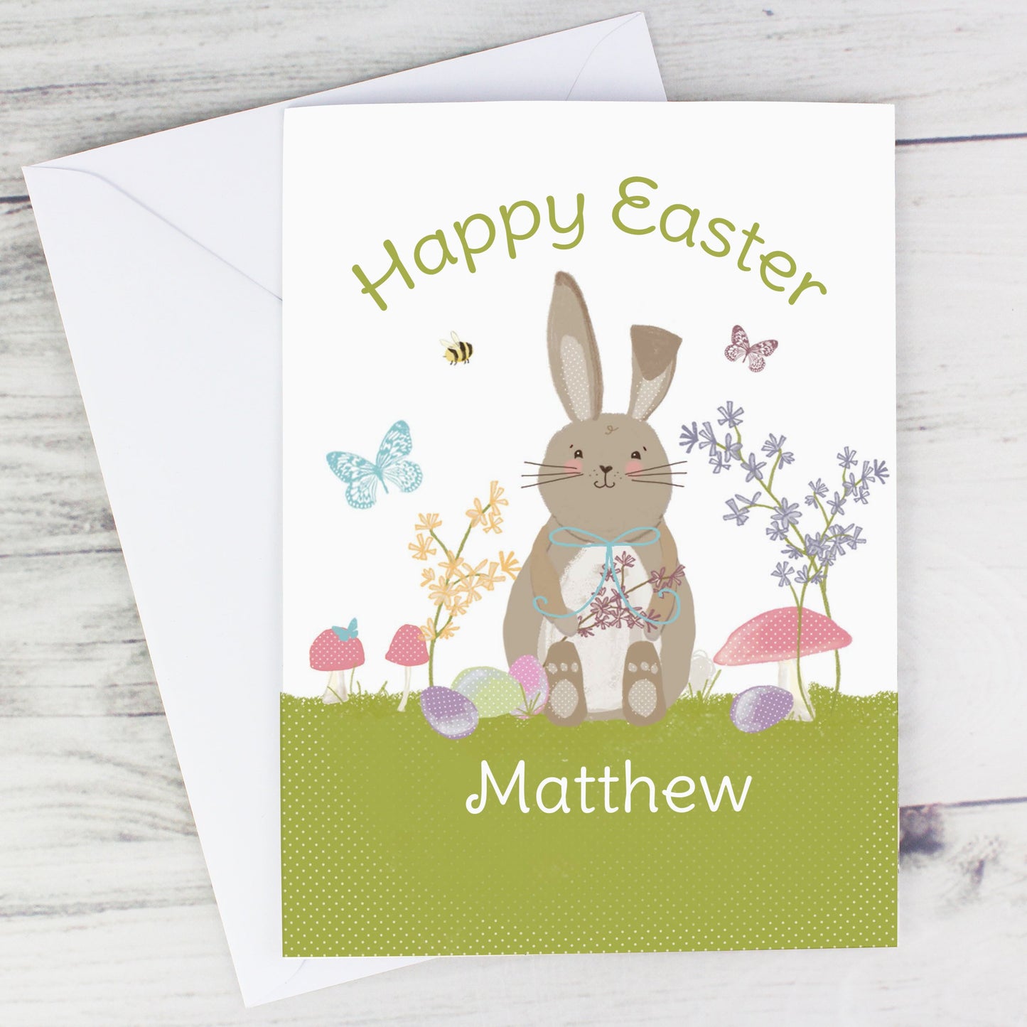 Personalised Easter Meadow Bunny Card