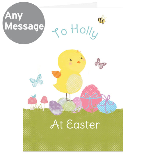 Personalised Easter Meadow Chick Card