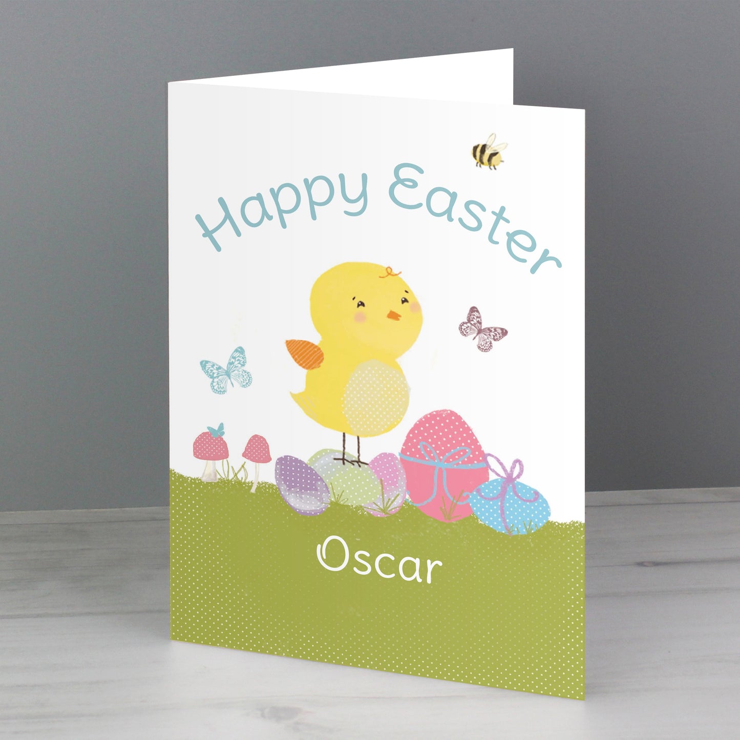 Personalised Easter Meadow Chick Card