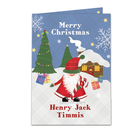 Personalised Tartan Santa Card