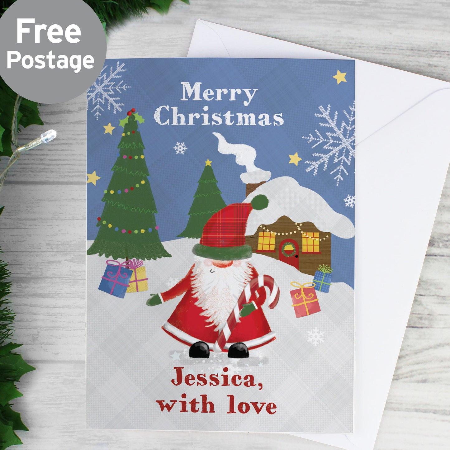 Personalised Tartan Santa Card