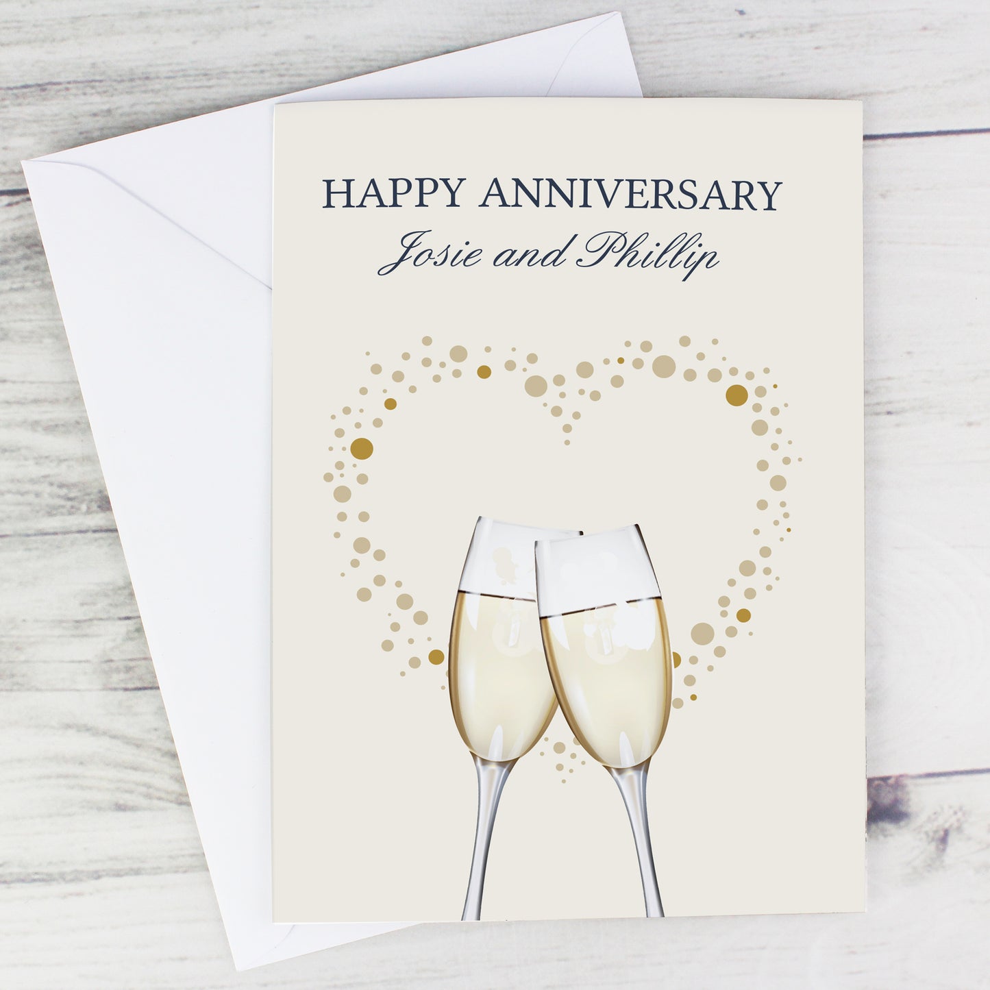 Personalised Gold Champagne Flutes Card