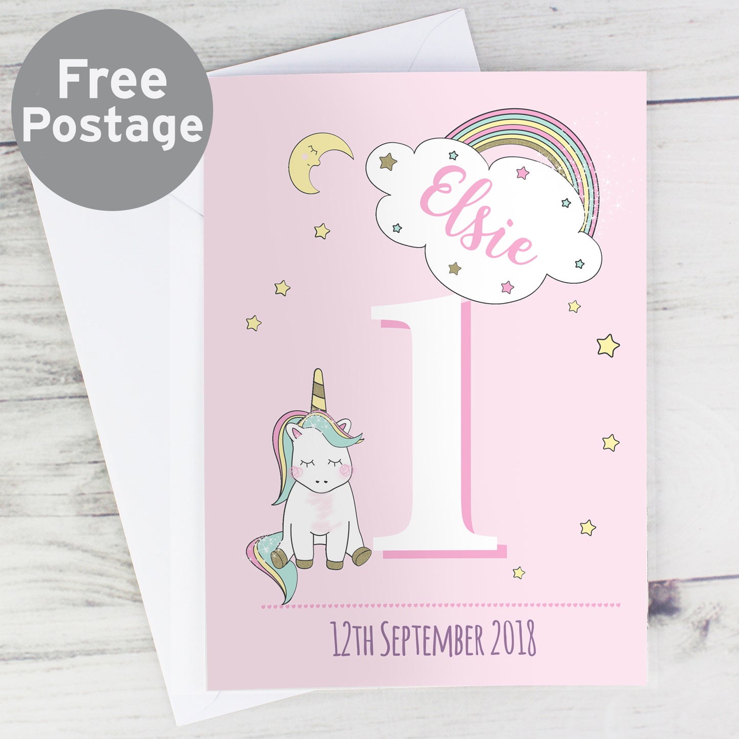 Personalised Baby Unicorn Birthday Age Card