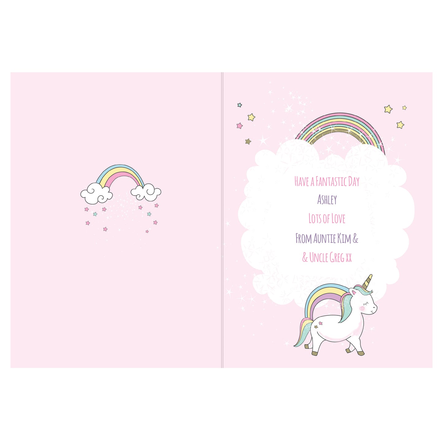 Personalised Baby Unicorn Birthday Age Card