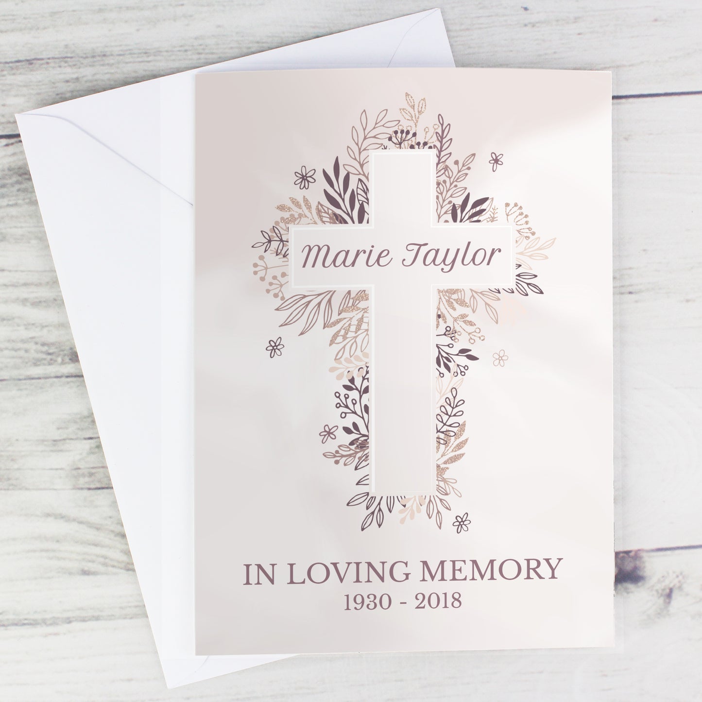 Personalised Floral Cross Card