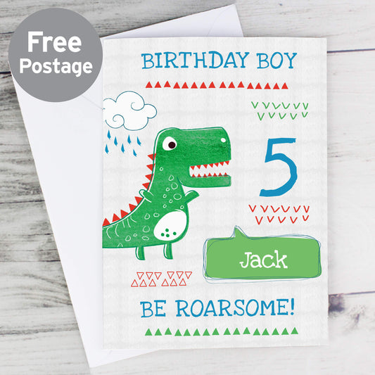 Personalised 'Be Roarsome' Dinosaur Card