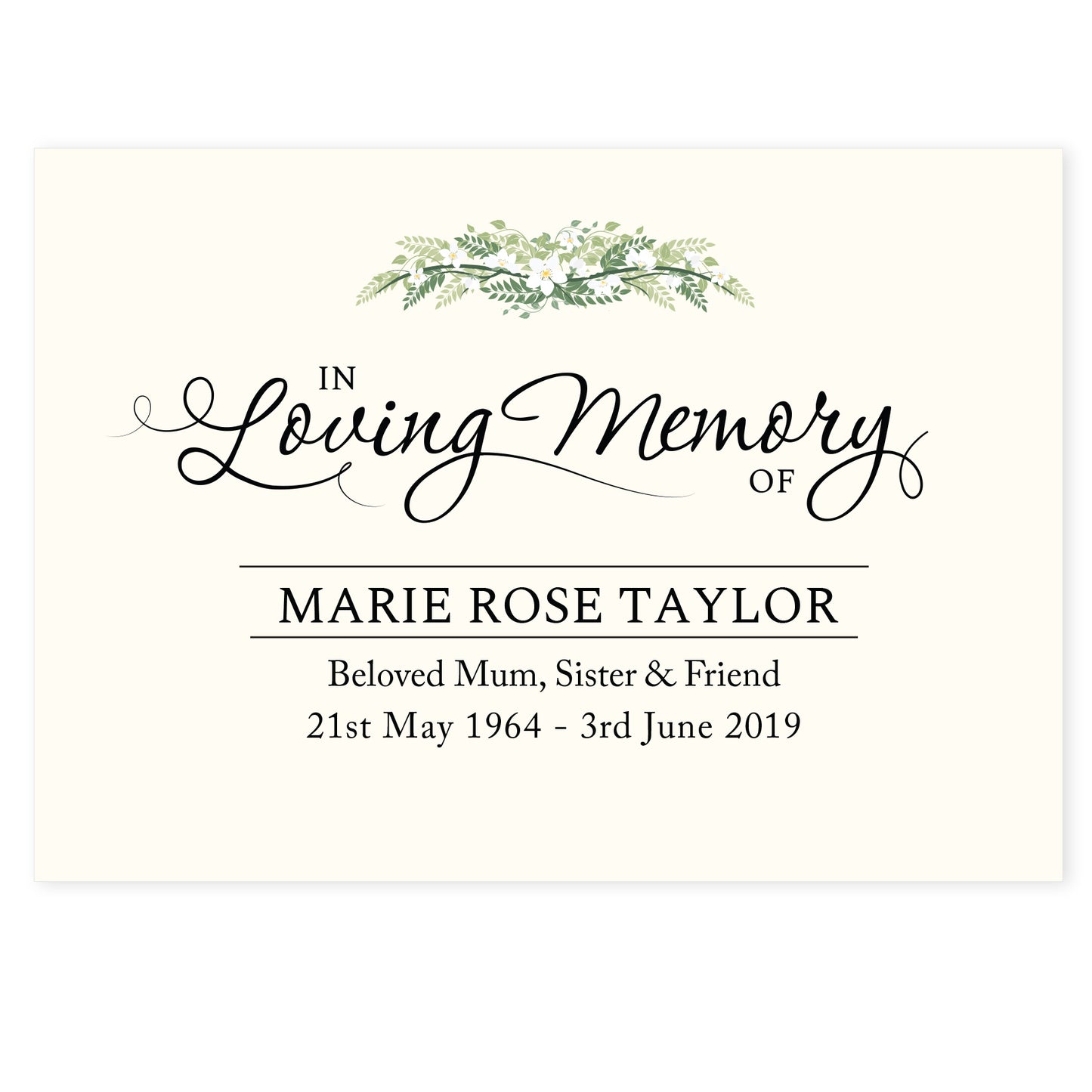 Personalised In Loving Memory Card