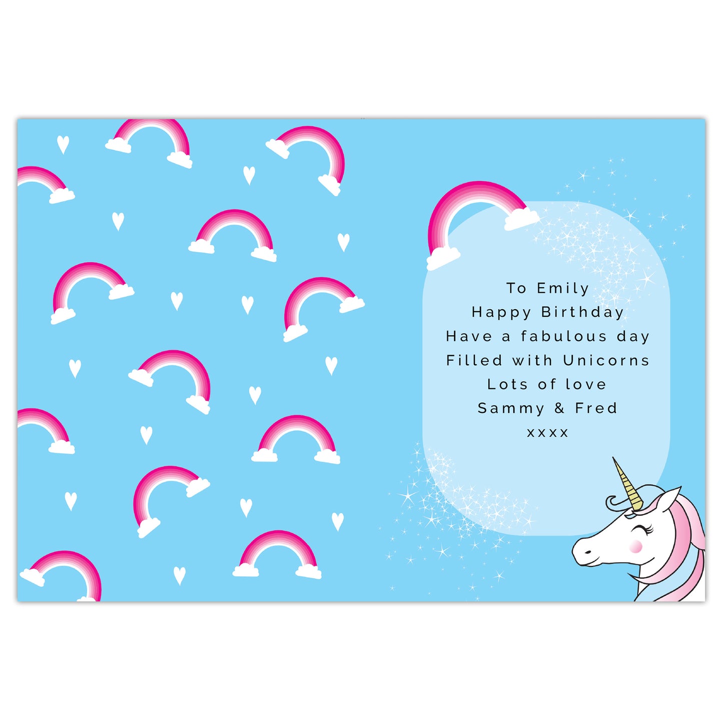 Personalised Unicorn Birthday Card