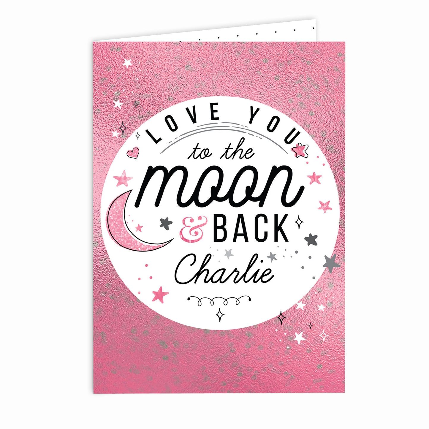 Personalised To The Moon & Back Pink Card