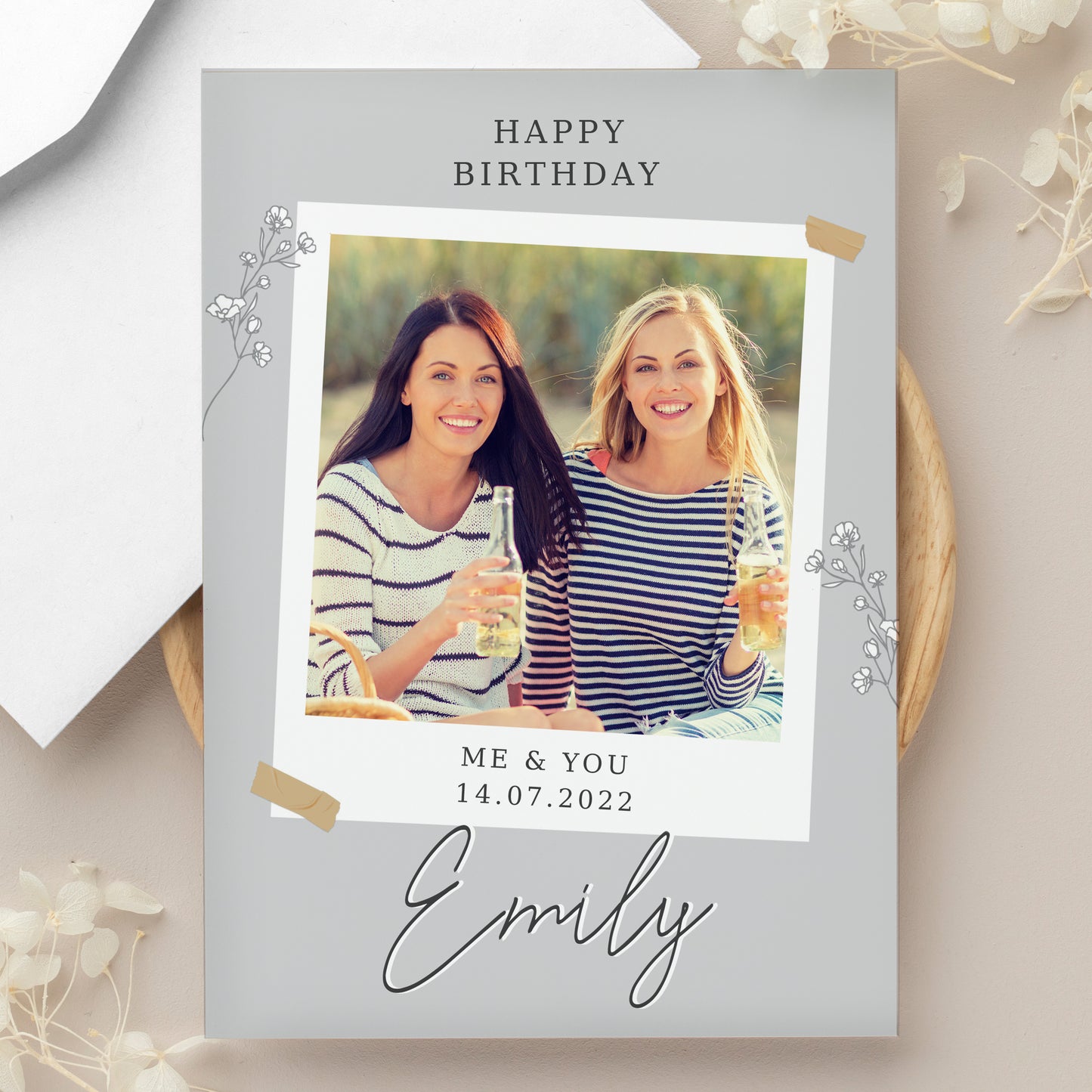 Personalised Grey Snapshot Photo Upload Greeting Card