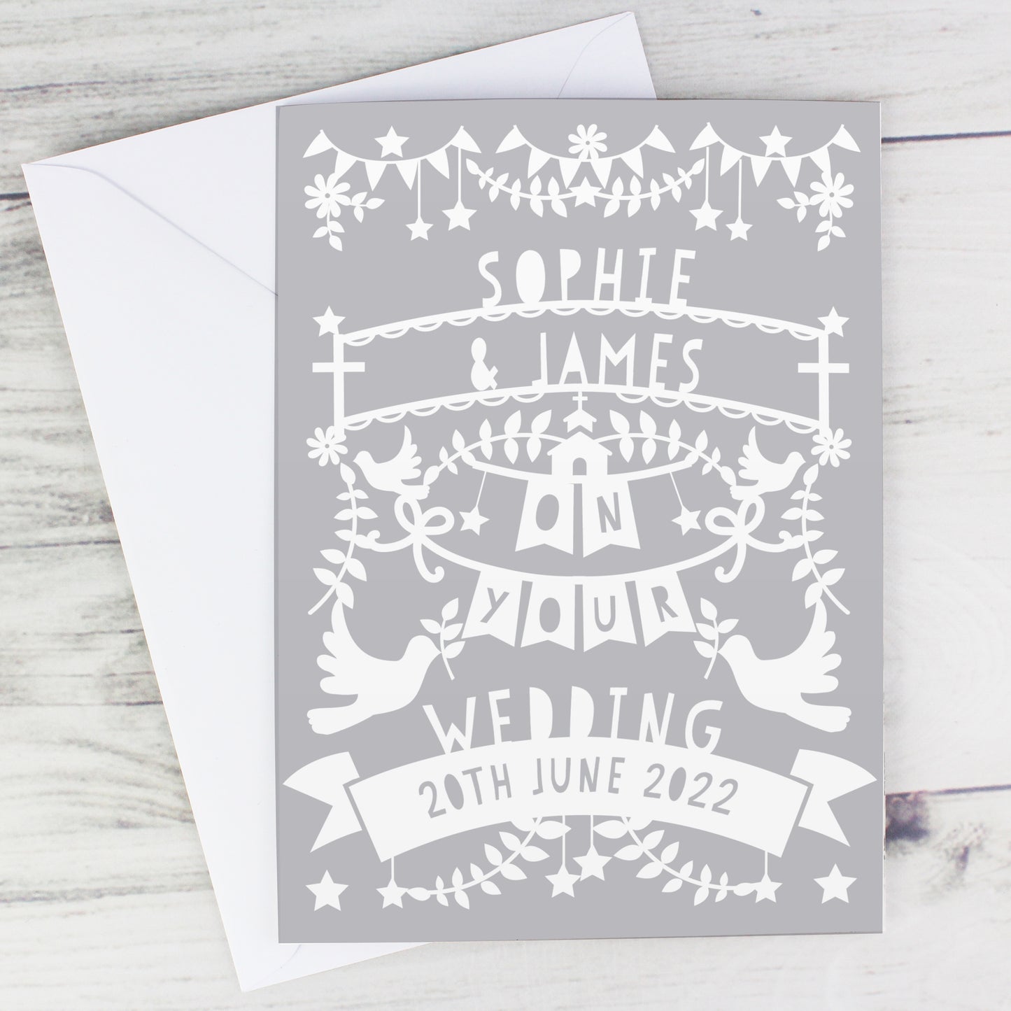 Personalised Grey Papercut Style Card