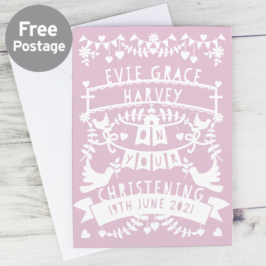 Personalised Pink Papercut Style Card