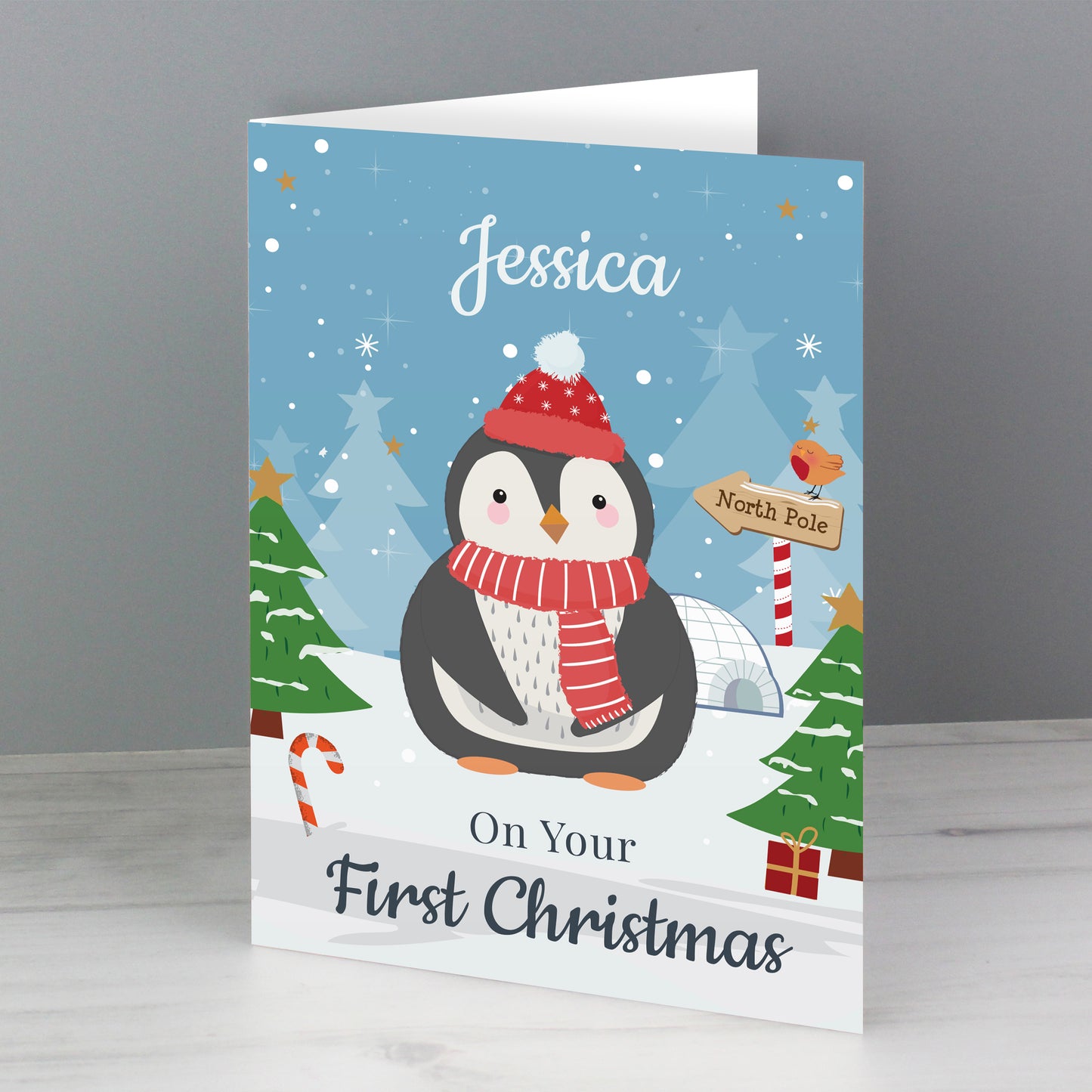 Personalised Christmas Penguin Card