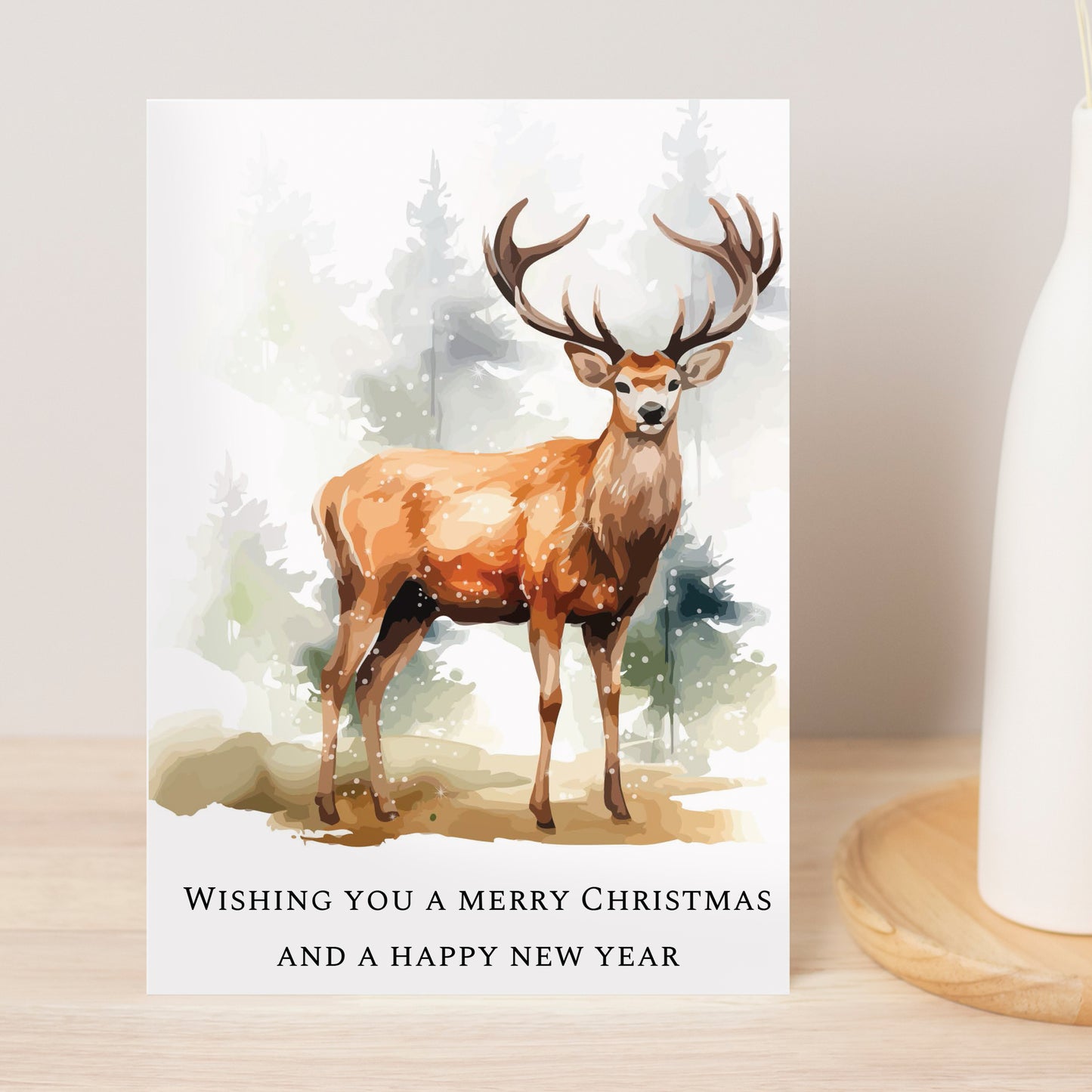 Personalised Watercolour Stag Greetings Card