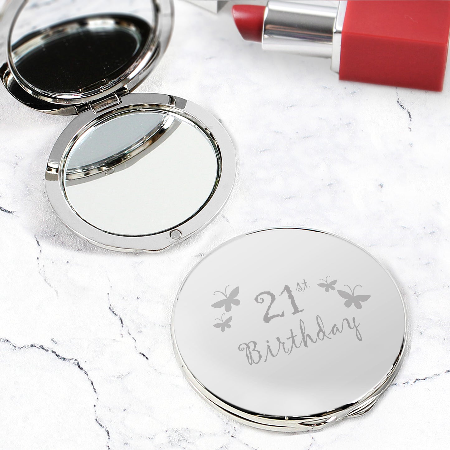 21st Butterfly Round Compact Mirror