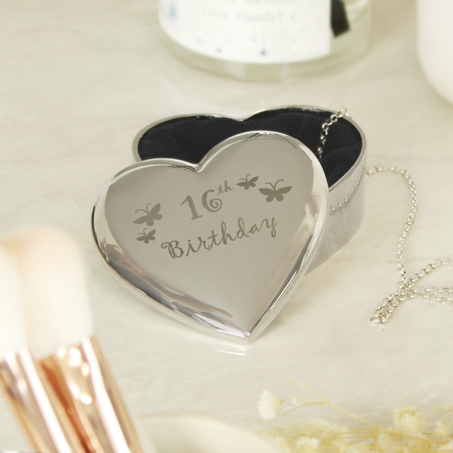 16th Butterflies Heart Trinket Box